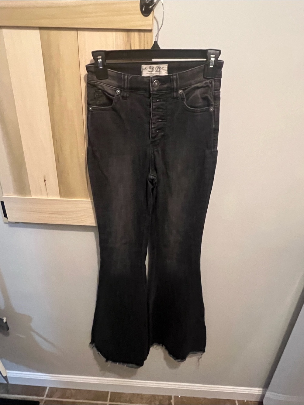 We The Free Black Button-Front Flared Jeans